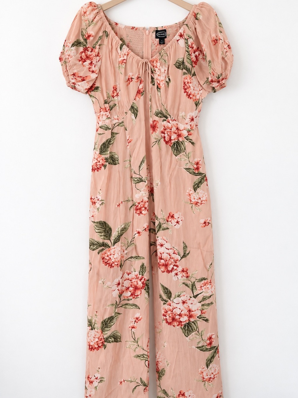 Scoop Floral Wide-Leg Jumpsuit Size Large – Blush Pink